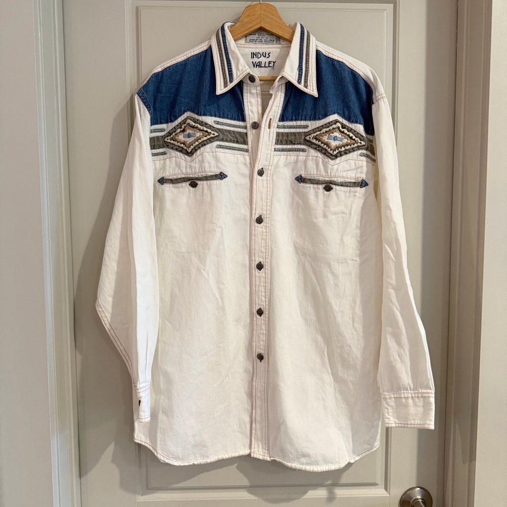 Indus Valley Vintage‎ Western Style Long Sleeve Button Shirt Size Large